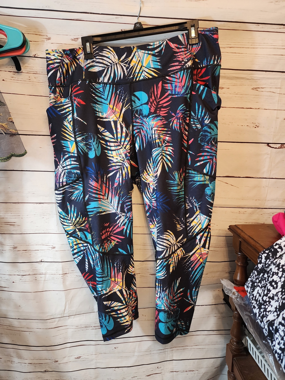 Girls' Tropical Print Leggings - Navy Multicolor